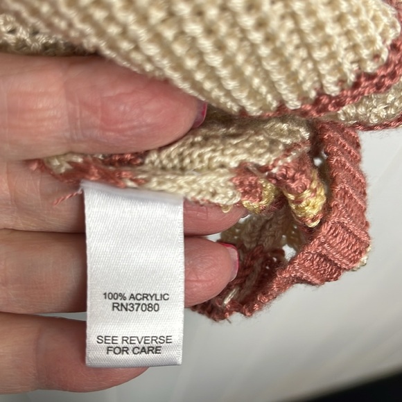 Versona Womens Knit Vest XL Tan/Mauve Vneck Straps Open Weave Soft Casual EUC - Picture 6 of 11